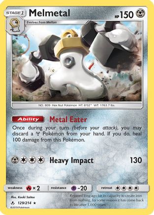 Melmetal (129/214) [SM  Unbroken Bonds] Reverse Holofoil - Holo Rare