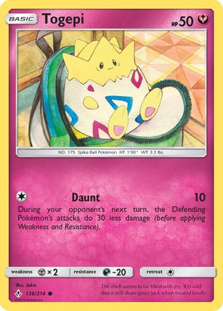 Togepi (136/214) [SM  Unbroken Bonds] Reverse Holofoil - Common