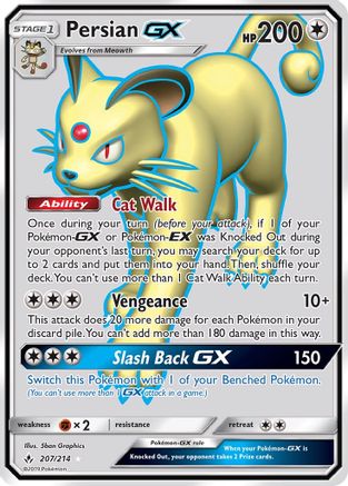 Persian GX (Full Art) (207/214) [SM  Unbroken Bonds] Holofoil - Ultra Rare