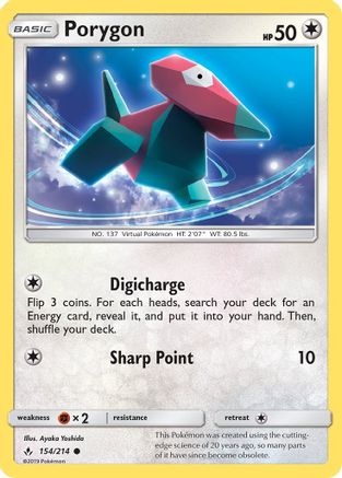 Porygon (154/214) [SM  Unbroken Bonds] Reverse Holofoil - Common