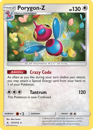 Porygon-Z (157/214) [SM  Unbroken Bonds] Holofoil - Holo Rare