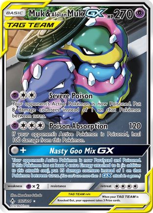 Muk & Alolan Muk GX (Full Art) (197/214) [SM  Unbroken Bonds] Holofoil - Ultra Rare