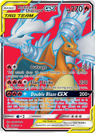 Reshiram & Charizard GX (Full Art) (194/214) [SM  Unbroken Bonds] Holofoil - Ultra Rare