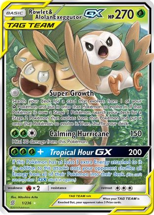 Rowlet & Alolan Exeggutor GX (001/236) [SM  Unified Minds] Holofoil - Ultra Rare