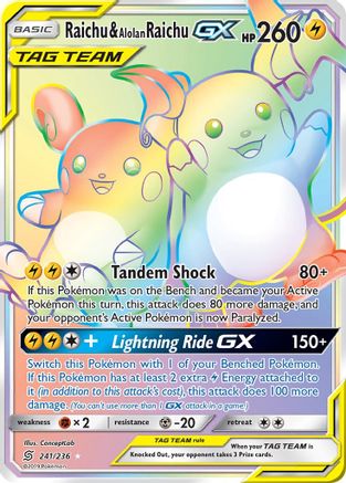 Raichu & Alolan Raichu GX (Secret) (241/236) [SM  Unified Minds] Holofoil - Secret Rare