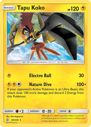 Tapu Koko (69/236) [SM  Unified Minds] Reverse Holofoil - Holo Rare