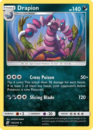 Drapion (134/236) [SM  Unified Minds] Reverse Holofoil - Rare