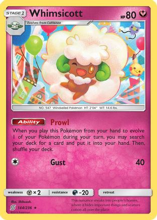 Whimsicott (144/236) [SM  Unified Minds] Reverse Holofoil - Rare