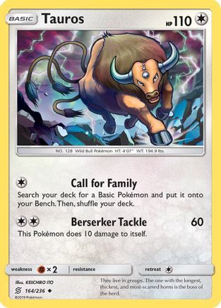 Tauros (164/236) [SM  Unified Minds] Reverse Holofoil - Uncommon