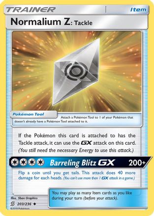 Normalium Z: Tackle (203/236) [SM  Unified Minds] Reverse Holofoil - Uncommon