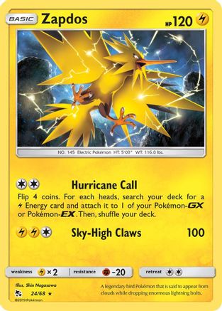 Zapdos (024/68) [Hidden Fates] Reverse Holofoil - Holo Rare