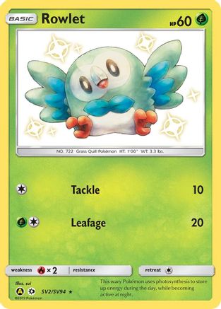 Rowlet (SV2/94) [Hidden Fates Shiny Vault] Holofoil - Shiny Holo Rare