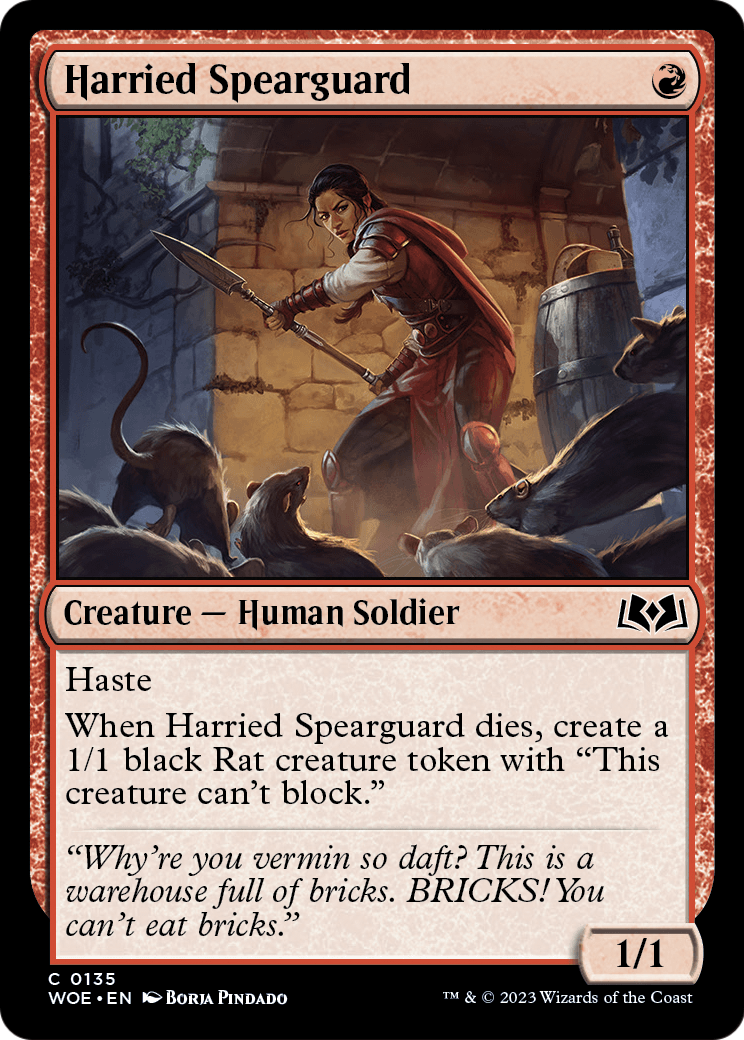 Harried Spearguard (WOE-135) [Wilds of Eldraine] Foil