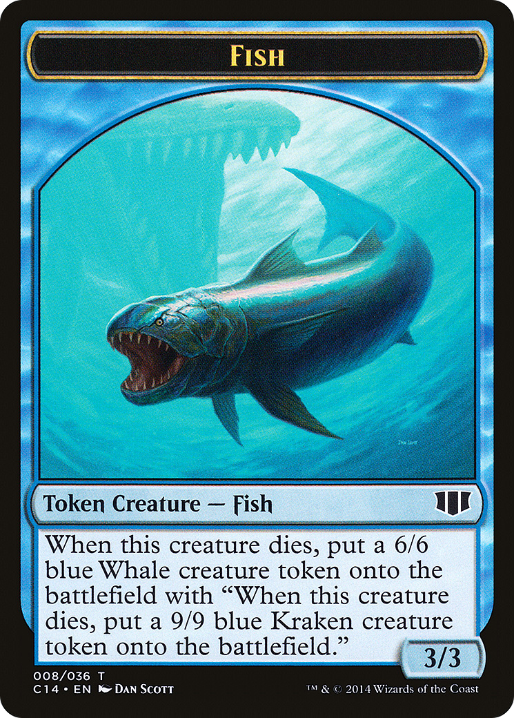 Fish // Zombie (Blue) Double-sided Token (C14-8 // 11) [Commander 2014 Tokens]