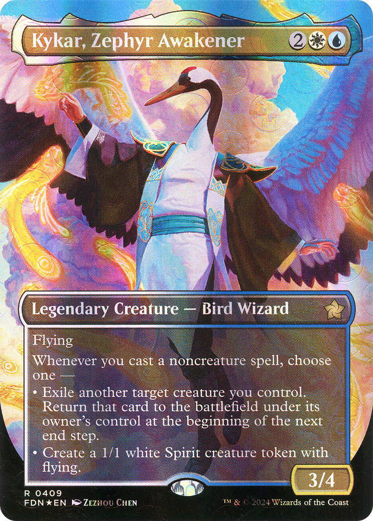 Kykar, Zephyr Awakener (Borderless) (Mana Foil) (FDN-409) [Foundations] Foil