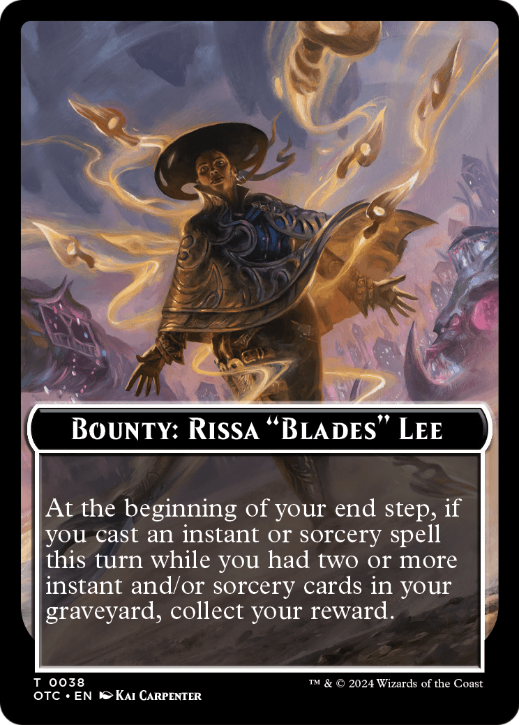 Bounty: Rissa "Blades" Lee // Wanted! (TOTC-038) [Outlaws of Thunder Junction Commander Tokens]