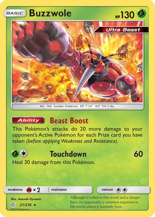 Buzzwole (021/236) [SM  Cosmic Eclipse] Reverse Holofoil - Holo Rare