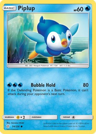 Piplup (054/236) [SM  Cosmic Eclipse] Reverse Holofoil - Common