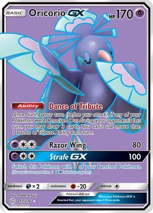 Oricorio GX (Full Art) (217/236) [SM  Cosmic Eclipse] Holofoil - Ultra Rare