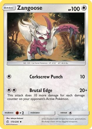 Zangoose (173/236) [SM  Cosmic Eclipse] Reverse Holofoil - Uncommon