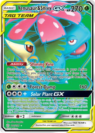 Venusaur & Snivy GX (Full Art) (210/236) [SM  Cosmic Eclipse] Holofoil - Ultra Rare