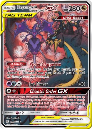 Naganadel & Guzzlord GX (Alternate Full Art) (224/236) [SM  Cosmic Eclipse] Holofoil - Ultra Rare