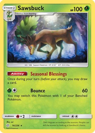 Sawsbuck (16/236) [SM  Cosmic Eclipse] Holofoil - Holo Rare