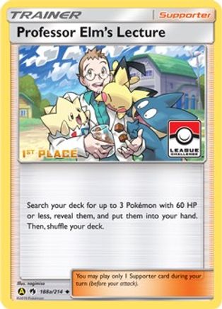 Professor Elm's Lecture (League Challenge) [1st Place] (188a/214) [League & Championship Cards] Reverse Holofoil - Promo