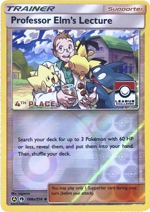Professor Elm's Lecture (League Challenge) [4th Place] (188a/214) [League & Championship Cards] Reverse Holofoil - Promo