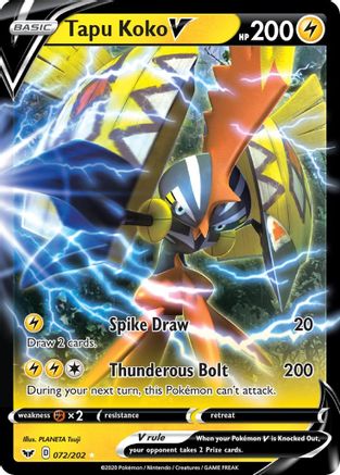 Tapu Koko V (072/202) [SWSH01 Sword & Shield Base Set] Holofoil - Ultra Rare