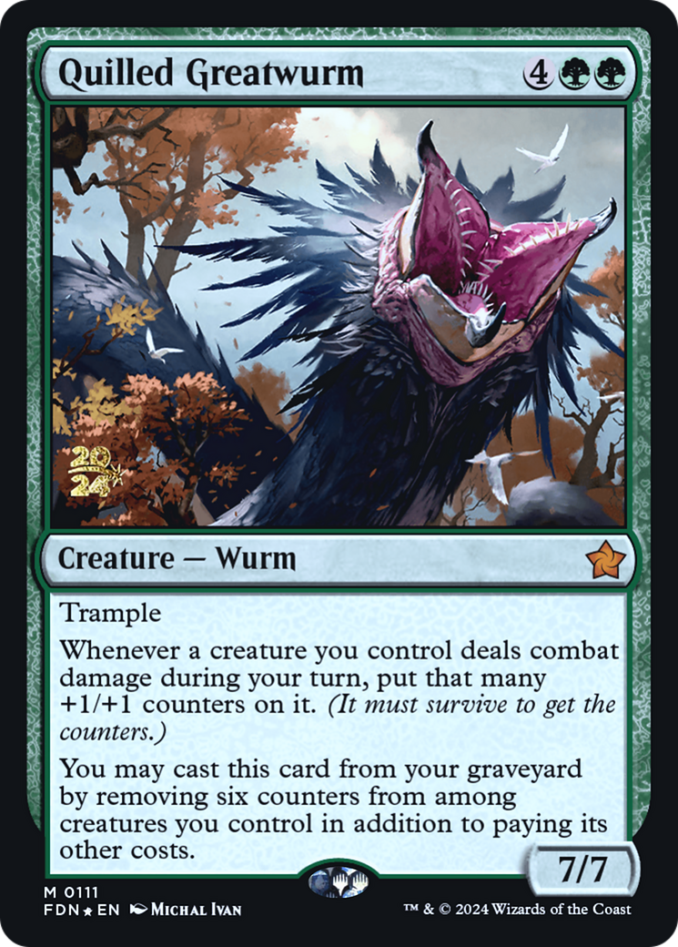 Quilled Greatwurm (PRE-111) [Foundations Promos] Foil
