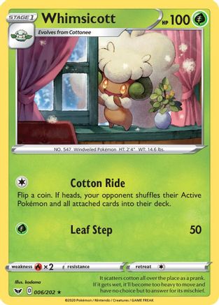 Whimsicott (006/202) [SWSH01 Sword & Shield Base Set] - Rare