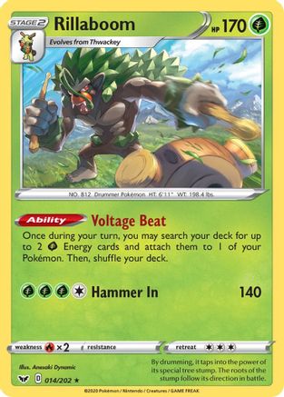 Rillaboom (014/202) [SWSH01 Sword & Shield Base Set] Reverse Holofoil - Holo Rare