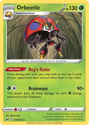 Orbeetle (019/202) [SWSH01 Sword & Shield Base Set] - Rare