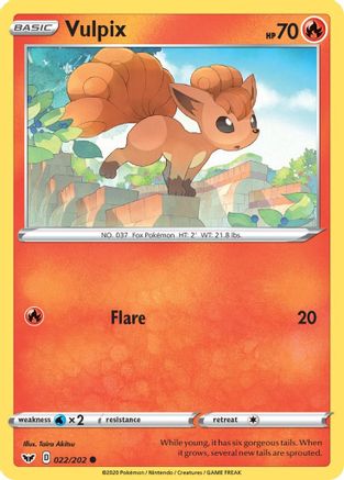 Vulpix (022/202) [SWSH01 Sword & Shield Base Set] Reverse Holofoil - Common