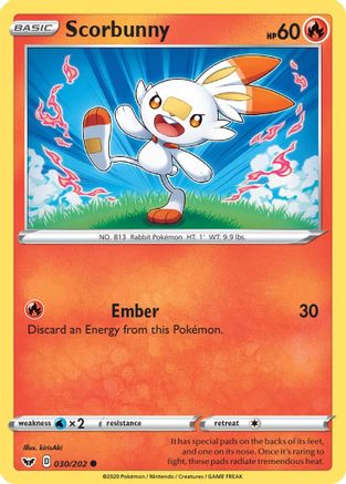 Scorbunny (030/202) [SWSH01 Sword & Shield Base Set] Reverse Holofoil - Common