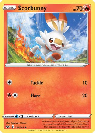 Scorbunny (031/202) [SWSH01 Sword & Shield Base Set] Reverse Holofoil - Common