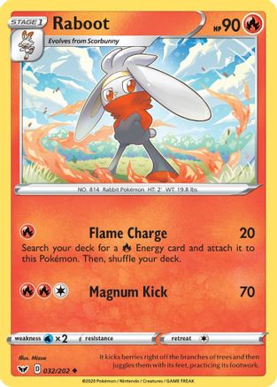 Raboot (032/202) [SWSH01 Sword & Shield Base Set] Reverse Holofoil - Uncommon