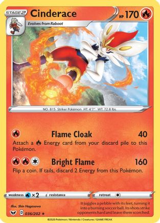 Cinderace (036/202) [SWSH01 Sword & Shield Base Set] - Rare