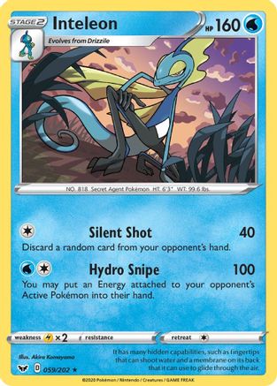 Inteleon (059/202) [SWSH01 Sword & Shield Base Set] Reverse Holofoil - Rare