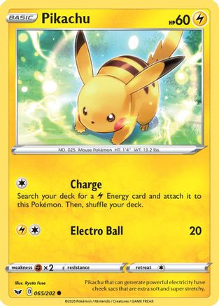 Pikachu (065/202) [SWSH01 Sword & Shield Base Set] - Common
