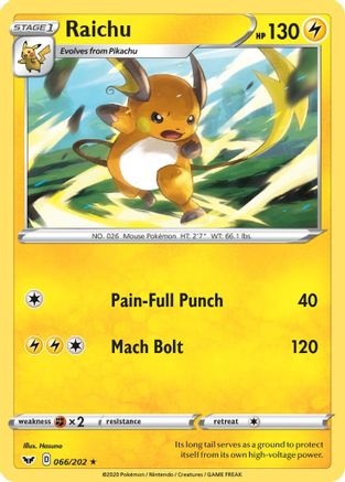 Raichu (066/202) [SWSH01 Sword & Shield Base Set] - Rare