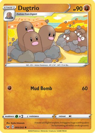 Dugtrio (093/202) [SWSH01 Sword & Shield Base Set] - Uncommon