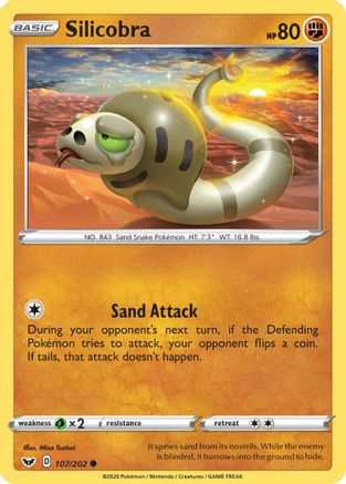 Silicobra (107/202) [SWSH01 Sword & Shield Base Set] Reverse Holofoil - Common
