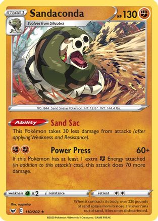 Sandaconda (110/202) [SWSH01 Sword & Shield Base Set] Reverse Holofoil - Holo Rare