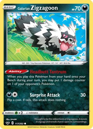 Galarian Zigzagoon (117/202) [SWSH01 Sword & Shield Base Set] Reverse Holofoil - Common