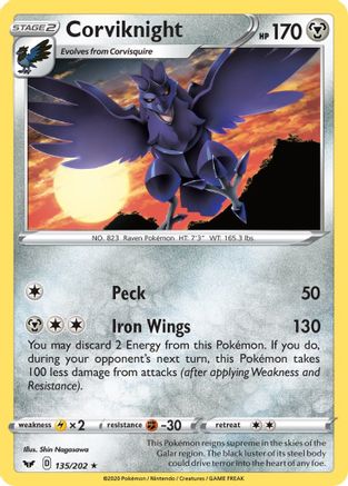 Corviknight (135/202) [SWSH01 Sword & Shield Base Set] - Rare