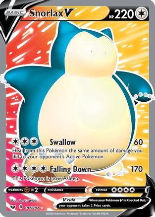 Snorlax V (Full Art) (197/202) [SWSH01 Sword & Shield Base Set] Holofoil - Ultra Rare