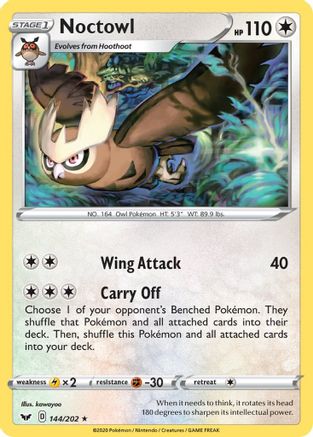 Noctowl (144/202) [SWSH01 Sword & Shield Base Set] Reverse Holofoil - Rare