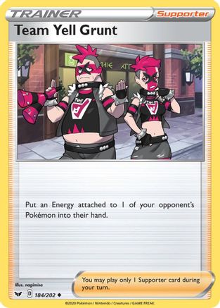 Team Yell Grunt (184/202) [SWSH01 Sword & Shield Base Set] Reverse Holofoil - Uncommon